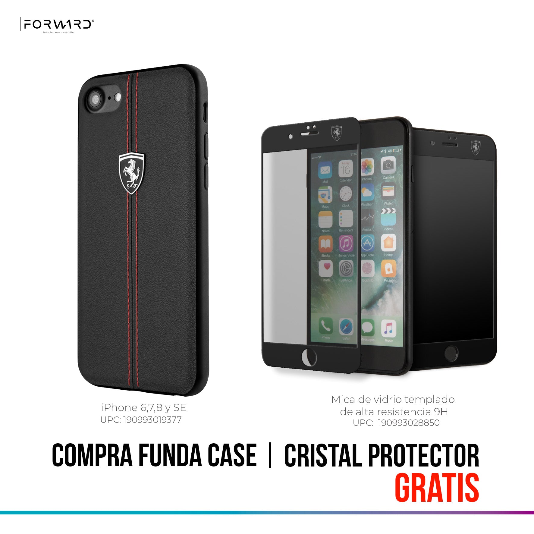 Case/Funda Ferrari de Piel Color Negro con Logo Plateado iPhone SE