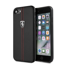 Cargar imagen en el visor de la galería, Case/Funda Ferrari de Piel Color Negro con Logo Plateado iPhone SE 2022, 6, 7 y 8 + Cristal Protector GRATIS