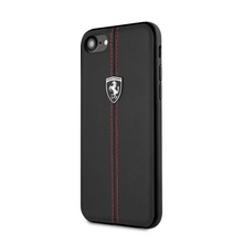Cargar imagen en el visor de la galería, Funda Case Piel Negra Ferrari Logo Plata iPhone 6, 7, 8 y SE - ForwardContigo
