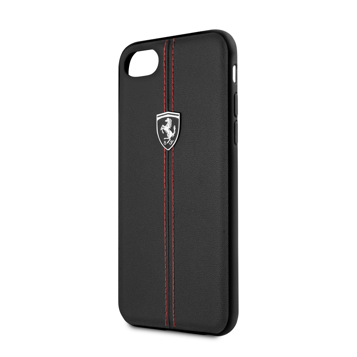 Funda Case Piel Negra Ferrari Logo Plata iPhone 6, 7, 8 y SE - ForwardContigo