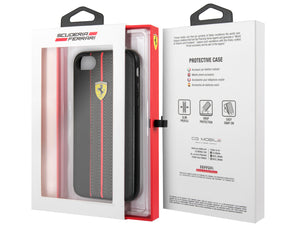 Case/Funda Ferrari de Piel Color Negro iPhone SE 2022, 6, 7 y 8 + Cristal Protector GRATIS