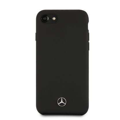 Case/Funda Mercedes Benz de Silicon Color Negro iPhone SE 2022, 6, 7 y 8 + Cristal Protector GRATIS