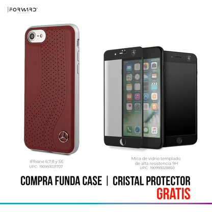 Case/Funda Mercedes Benz Diseño de Arcos de Piel Roja iPhone SE 2022, 6, 7 y 8 + Cristal Protector GRATIS