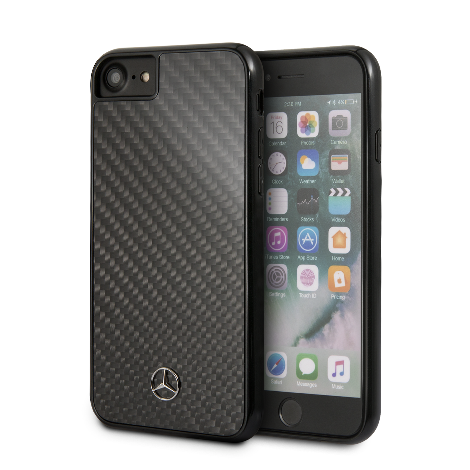 Case Funda Mercedes Benz Fibra de carbono negra iPhone 6, 7, 8 y SE - ForwardContigo