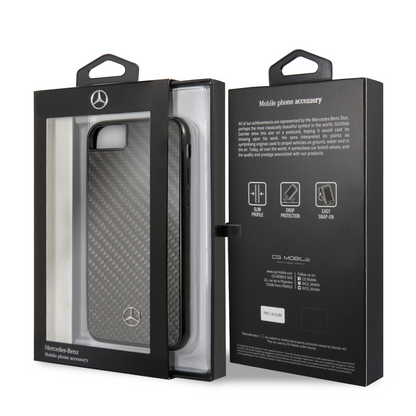 Case Funda Mercedes Benz Fibra de carbono negra iPhone 6, 7, 8 y SE - ForwardContigo