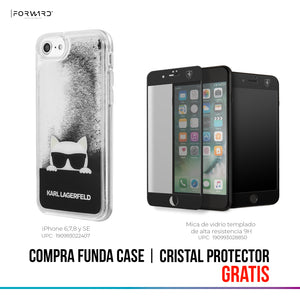 Case/Funda Karl Lagerfeld & Choupette Gafas Negras iPhone SE 2022, 6, 7 y 8 + Cristal Protector GRATIS