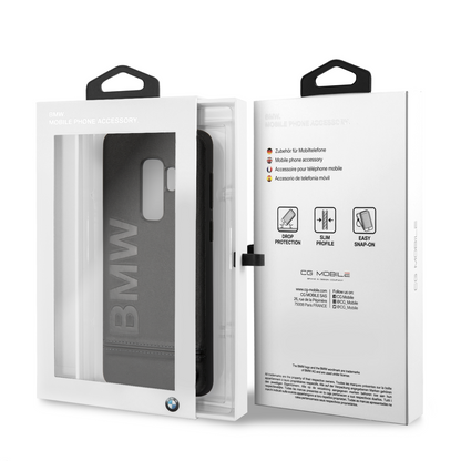 Case Funda BMW piel negra letras suaje S9 Plus - ForwardContigo