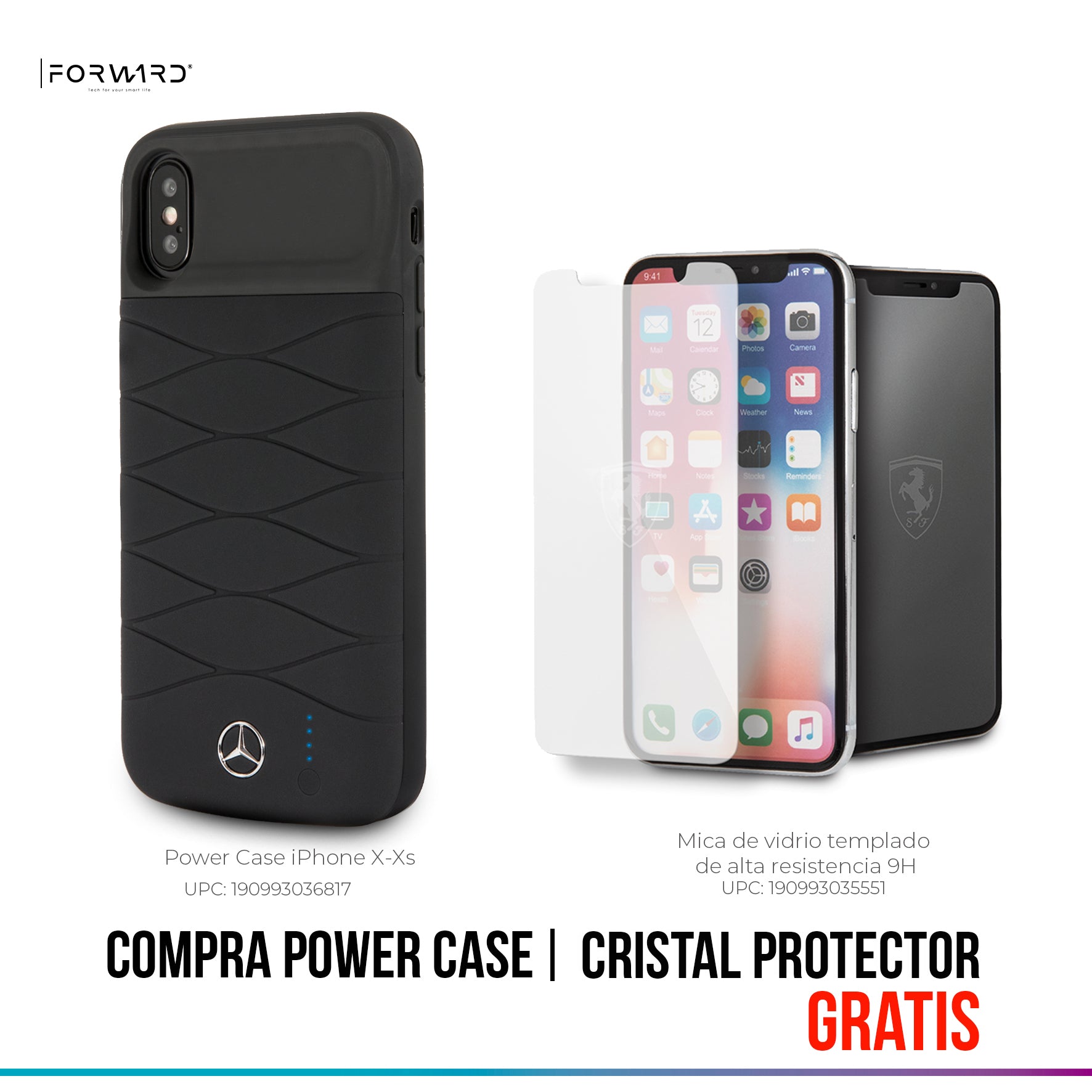 Case/Funda Power Bank Mercedes Benz Color Negro iPhone X y iPhone