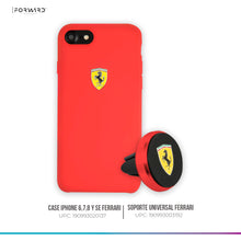 Cargar imagen en el visor de la galería, Case/Funda Ferrari Negro iPhone SE 2022, 6, 7 y 8 + Soporte Universal Magnético