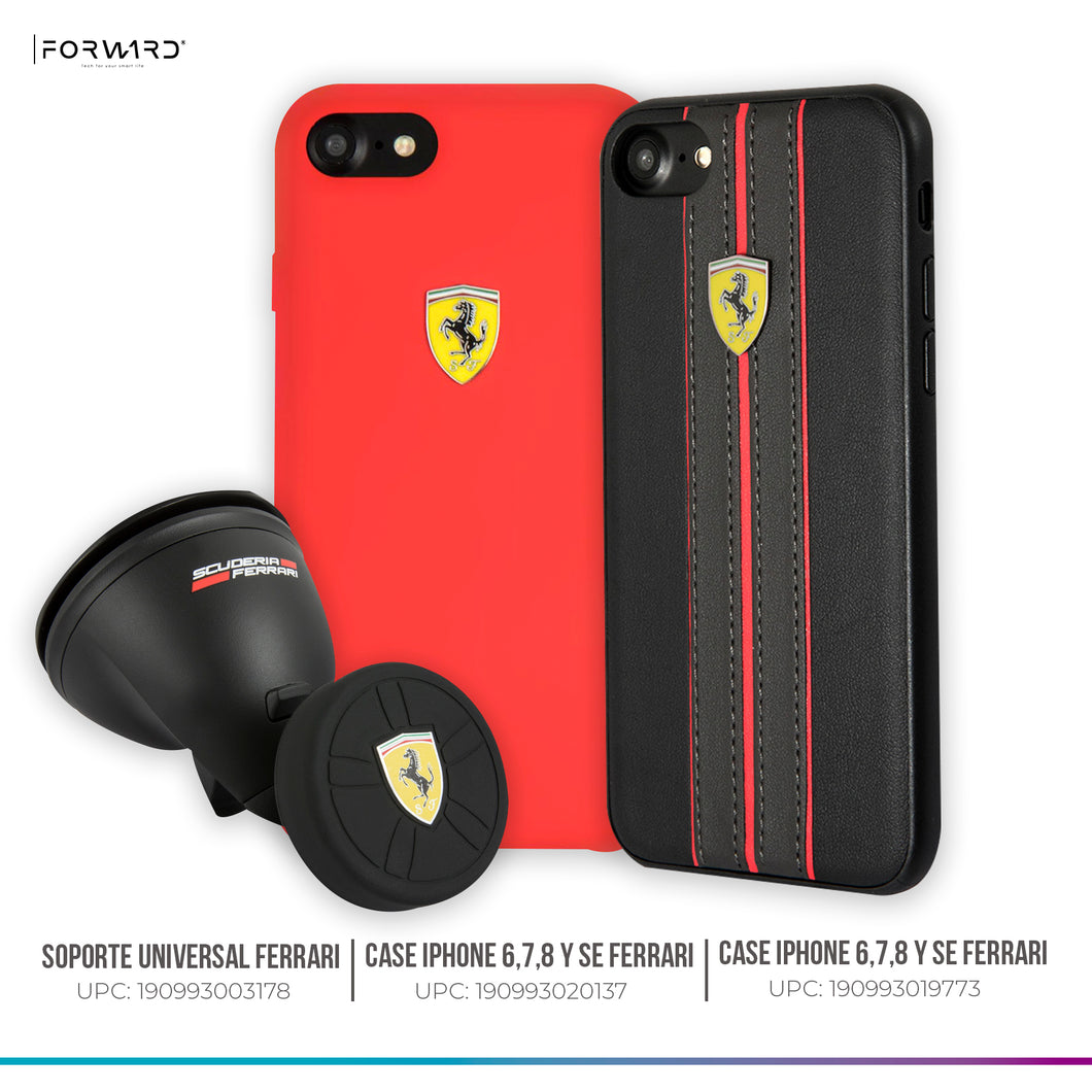 Case/Funda Ferrari iPhone SE 2022, 6, 7 y 8. + Soporte Universal