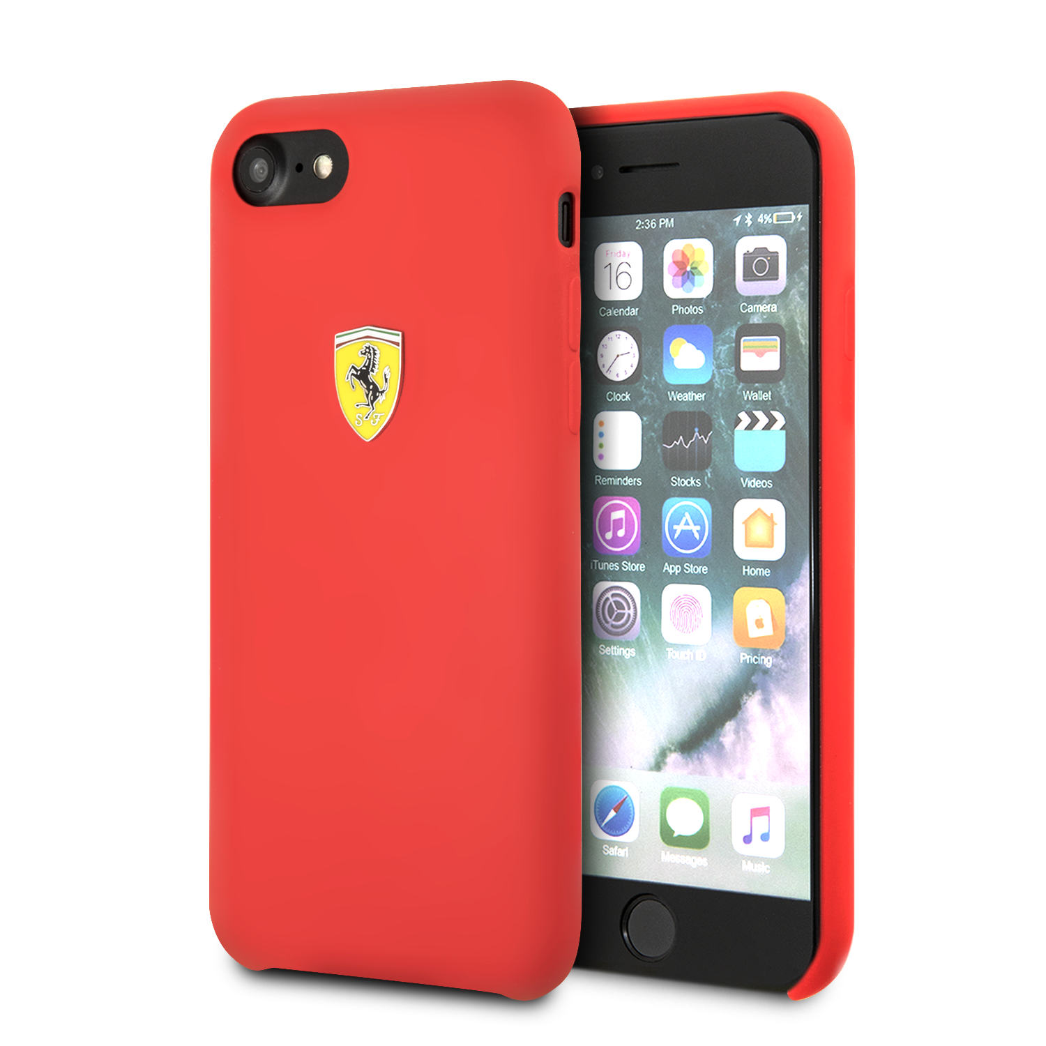 Case/Funda Ferrari Negro iPhone SE 2022, 6, 7 y 8 + Soporte