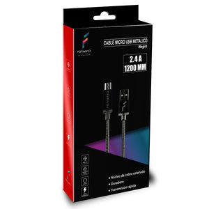 Cable Metálico Micro USB 1.20m. Negro Forward - ForwardContigo