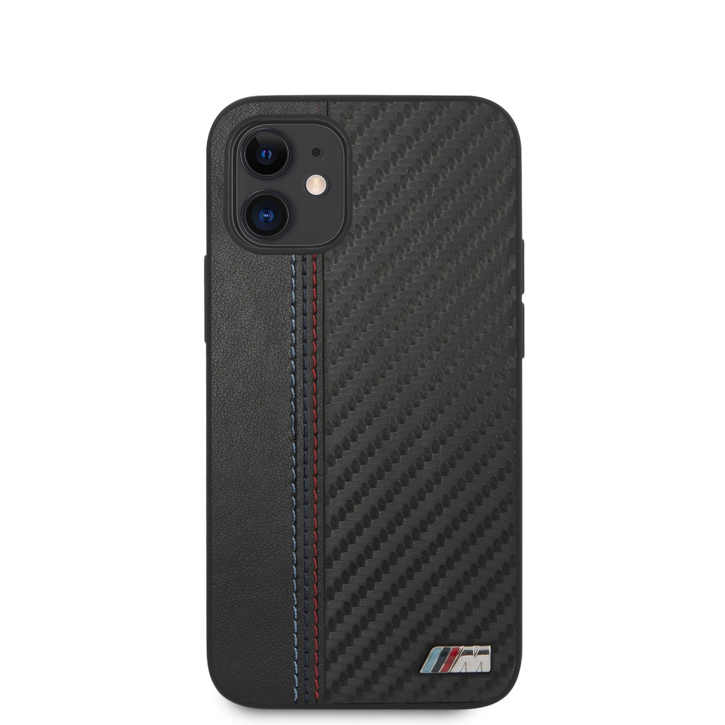 Case/Funda BMW de Piel y Fibra Carbono Color Negro iPhone 12 Mini