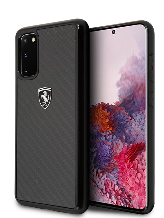 Case Funda Ferrari Fibra de Carbono Original Negra Samsung Galaxy S20