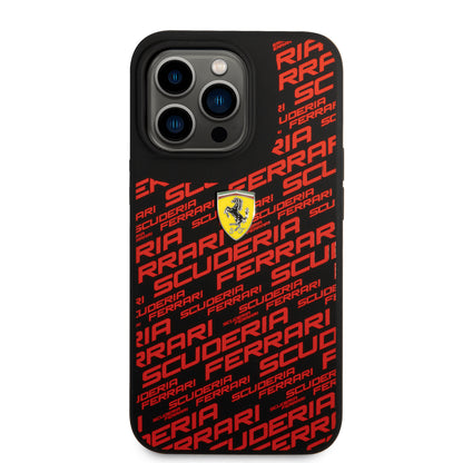 Case/Funda Ferrari de Silicón TPU con Diseño Scuderia Color Negro para iPhone 14 Pro Max