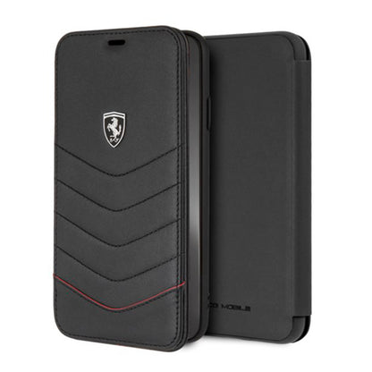 Funda Case Ferrari libro piel acolchado Negro iPhone XS Max