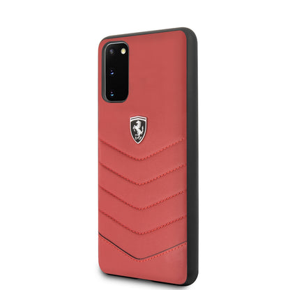 Funda Case Ferrari Heritage piel acolchado rojo  Samsung Galaxy s20 Lite