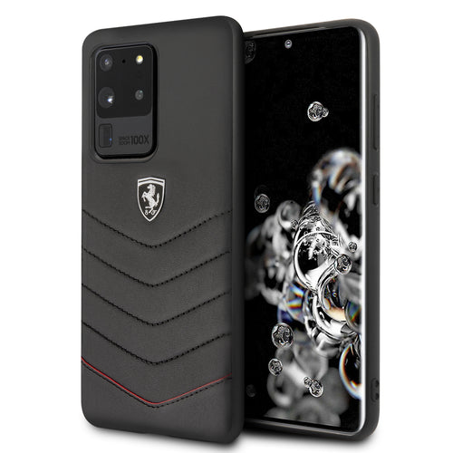 Case Funda Ferrari Piel Negra Grabado Victory Samsung Galaxy S20 Ultra - ForwardContigo