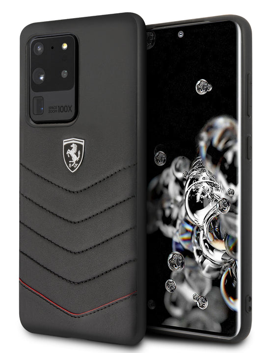 Case Funda Ferrari Piel Negra Grabado Victory Samsung Galaxy S20 Ultra