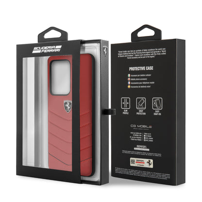Funda Ferrari Heritage Piel acolchado rojo Samsung Galaxy S20 Ultra