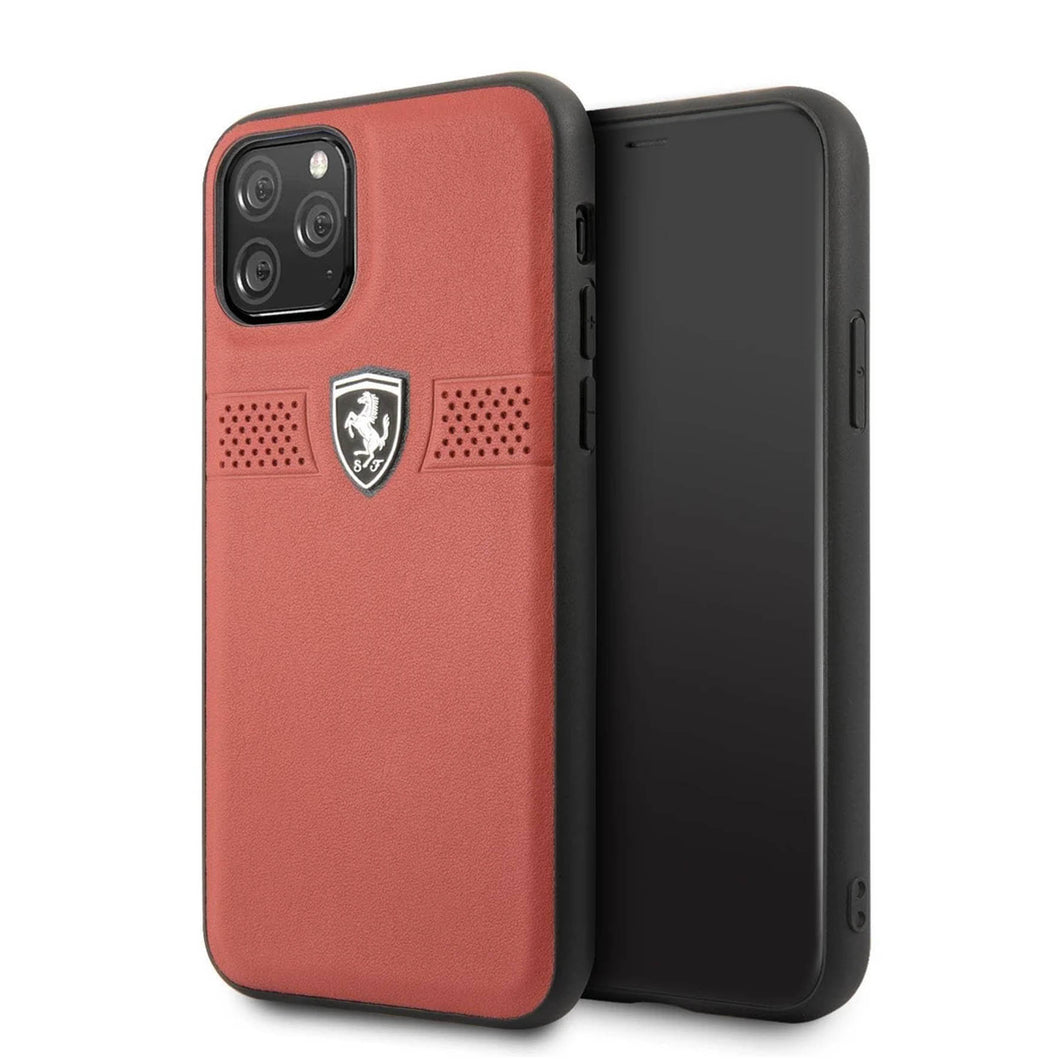 Case/Funda Ferrari de Piel Perforada Color Rojo iPhone 11 Pro