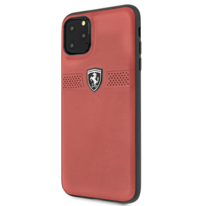 Case/Funda Ferrari de Piel Perforada Color Rojo iPhone 11 Pro Max + Cristal Protector GRATIS