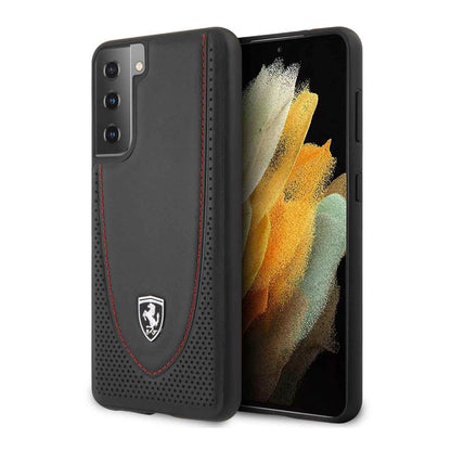 Case Funda Ferrari Piel Negra Grabado Victory Samsung Galaxy S21