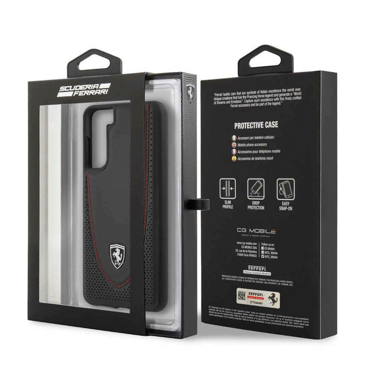 Case Funda Ferrari Piel Negra Grabado Victory Samsung Galaxy S21