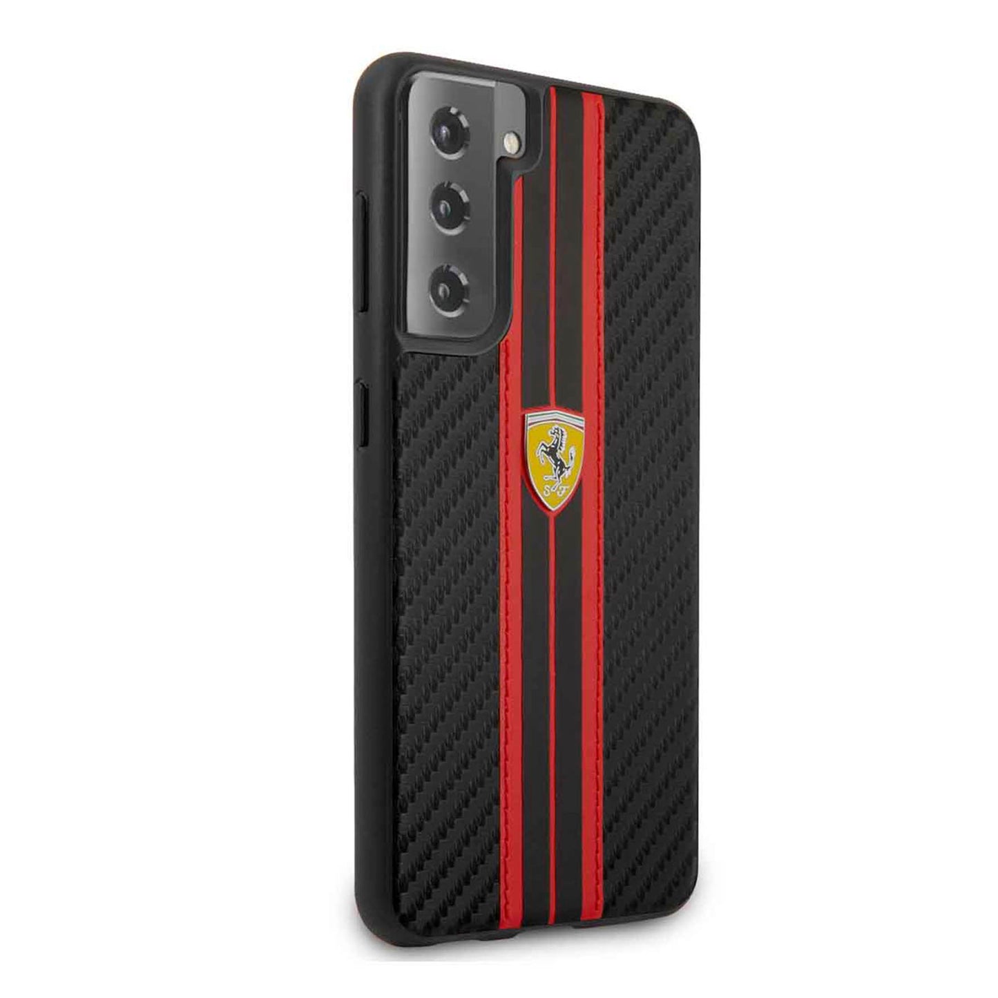 Funda Case Negra Franjas Rojas Logo Samsung S21