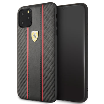 Case/Funda Ferrari Tipo Piel y Carbono iPhone 11 Pro Max Negro
