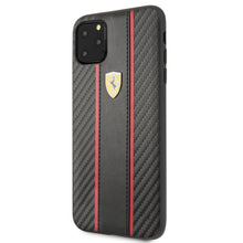 Cargar imagen en el visor de la galería, Case/Funda Ferrari Tipo Piel y Carbono iPhone 11 Pro Max Negro