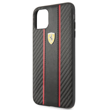 Cargar imagen en el visor de la galería, Case/Funda Ferrari Tipo Piel y Carbono iPhone 11 Pro Max Negro