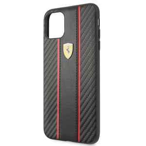 Case/Funda Ferrari Tipo Piel y Carbono iPhone 11 Pro Max Negro