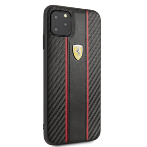 Case/Funda Ferrari Tipo Piel y Carbono iPhone 11 Pro Max Negro