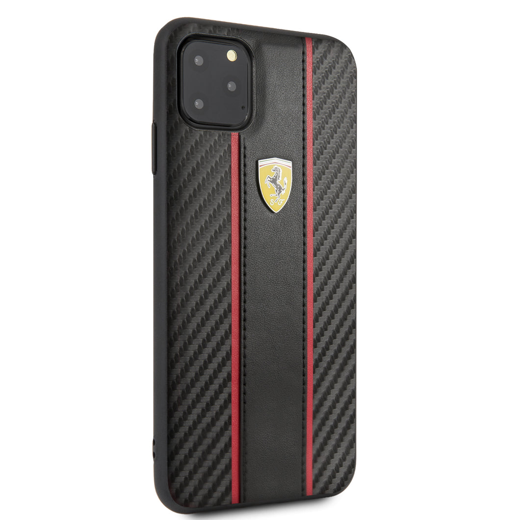 Case/Funda Ferrari Tipo Piel y Carbono iPhone 11 Pro Max Negro