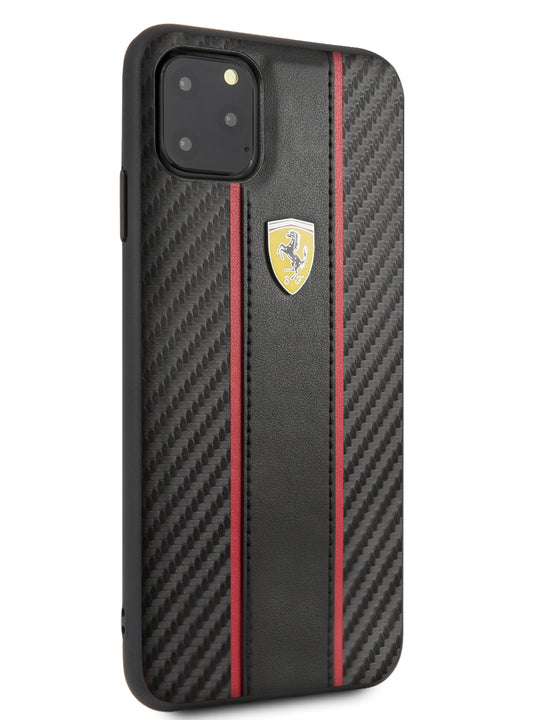 Case/Funda Ferrari Tipo Piel y Carbono iPhone 11 Pro Max Negro