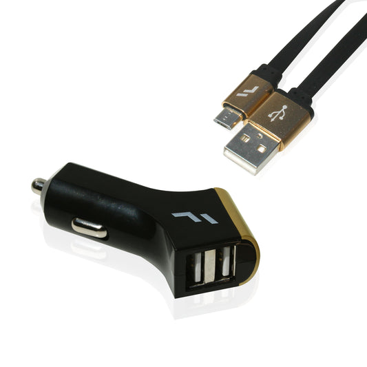 Cargador de Auto Forward Micro USB Color Dorado 