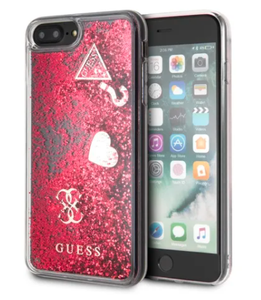 Case/Funda Guess con Brillantina Corazones Color Rojo iPhone 6+/ 7+/ 8+