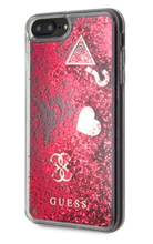 Cargar imagen en el visor de la galería, Case/Funda Guess con Brillantina Corazones Color Rojo iPhone 6+/ 7+/ 8+