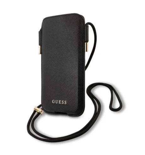 Case/Funda Guess Saffiano con Cordón Color Negro iPhone 12 Pro Max