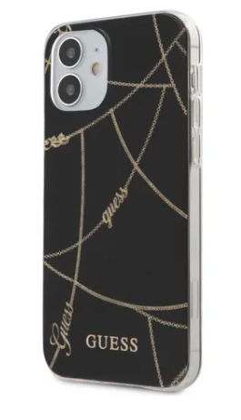 Case/Funda Guess Diseño de Cadenas Doradas Color Negro iPhone 12 Mini