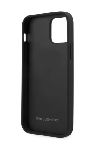 Case/Funda Mercedes Benz de Piel Dynamic Nero Plata iPhone 12 Pro Max