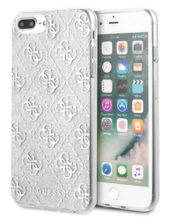 Case/Funda Guess Logotipo 4G Brillante Color Plata iPhone 6+/ 7+/ 8+