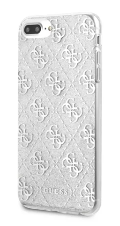 Case/Funda Guess Logotipo 4G Brillante Color Plata iPhone 6+/ 7+/ 8+