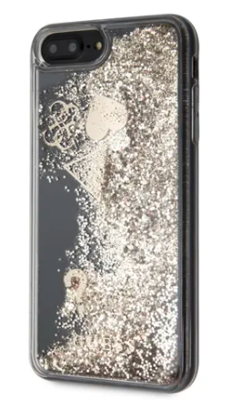 Funda Guess con Brillantina Corazones Color Dorado iPhone 6+/ 7+/ 8+