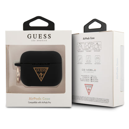 Case/Funda Guess de Silicón Negro con Logotipo Dorado Airpods Pro / Pro 2