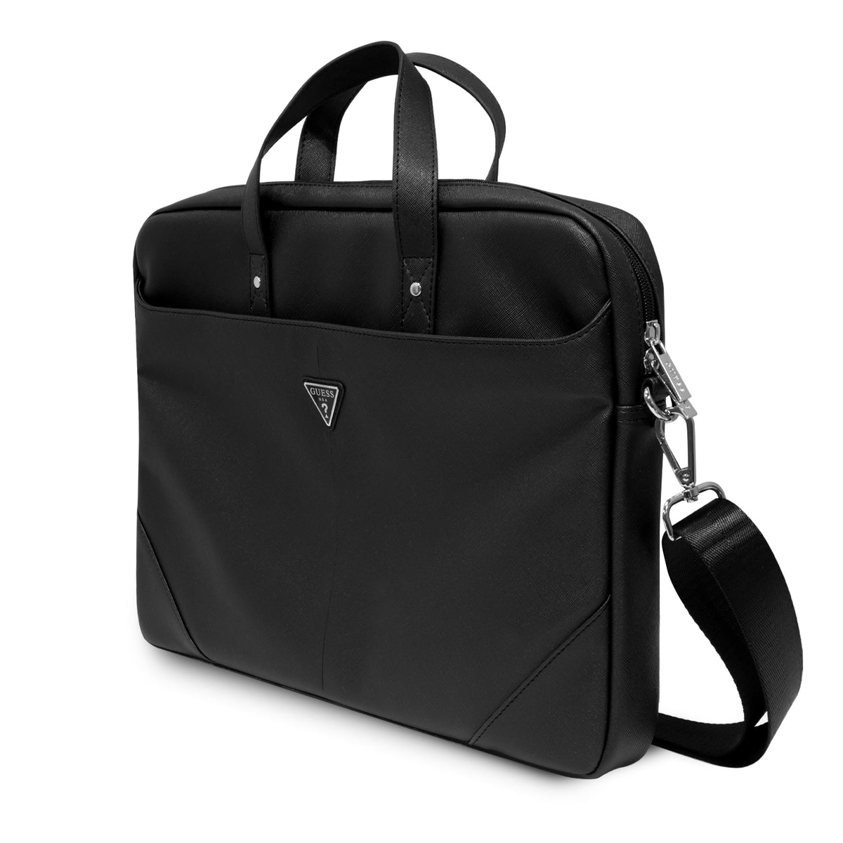 Bolso/Portafolio Guess Diseño Saffiano Hot Stamp Triangle Logo Color Negro