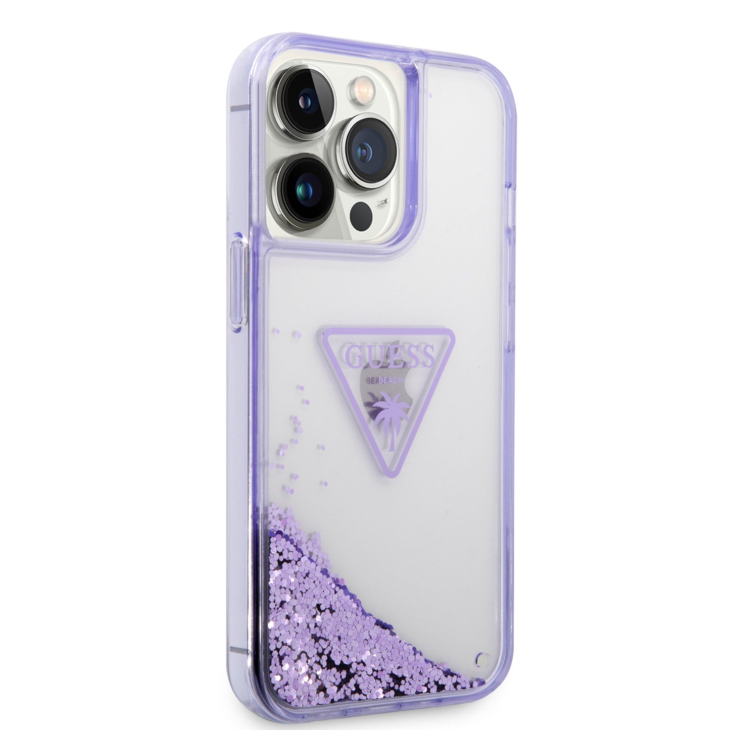 Case/Funda Guess de Brillos Líquidos Color Morado para iPhone 14 Pro