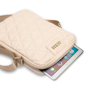 Bandolera Guess de 10" Diseño Acolchado con Logo Clásico para Tablet Color Rosa