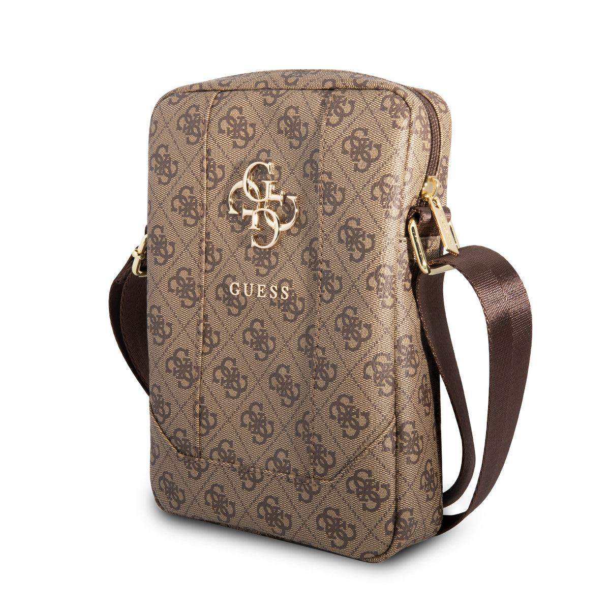 Bandolera Guess de 8" Diseño 4G con Logo 4G Metálico Grande para Tablet Color Café